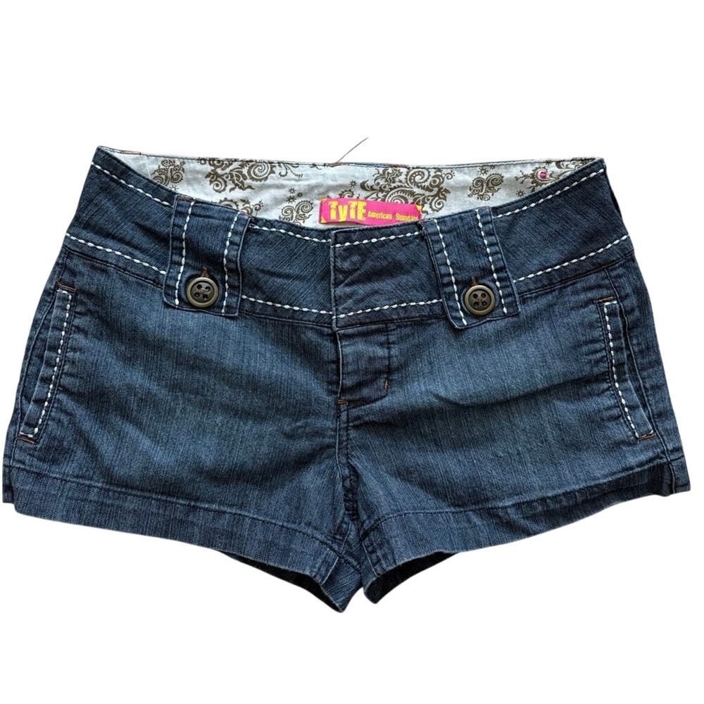 Y2K Tyte American standard denim micro mini shorts size 5 dk blue preppy school